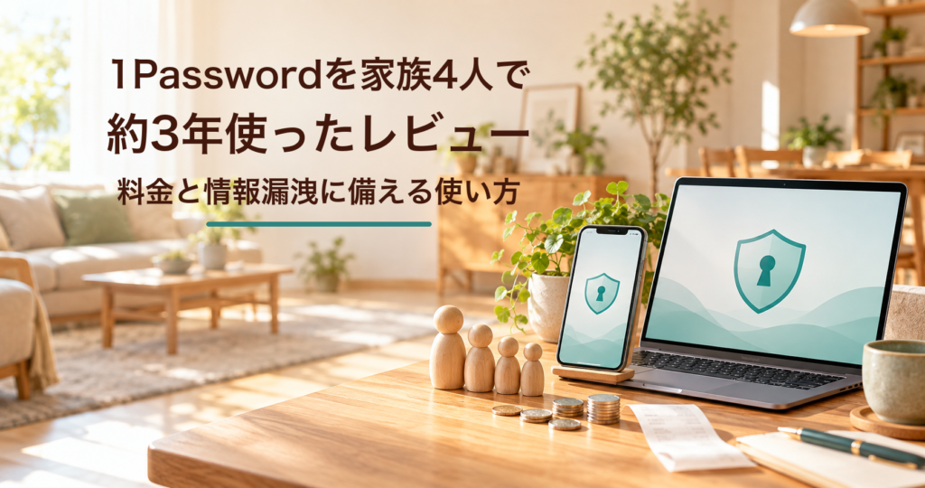 1Passwordを家族4人で約3年使ったレビュー。料金と情報漏洩に備える使い方
