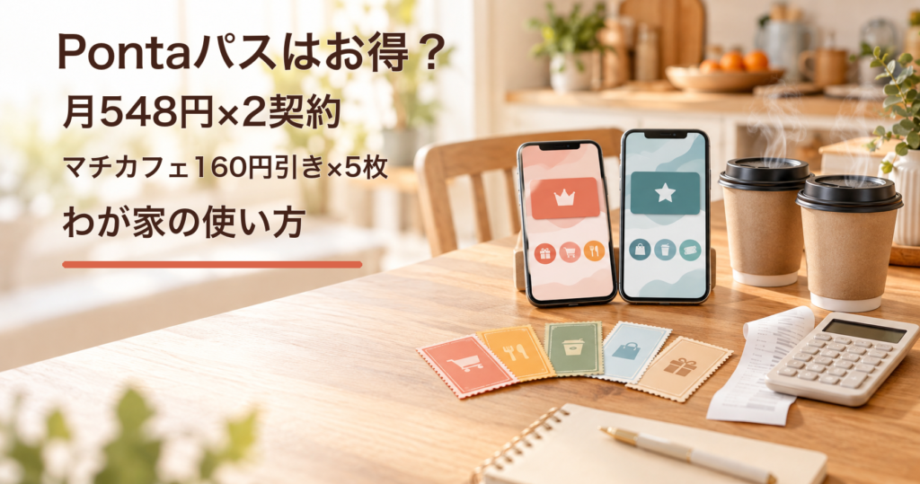 Pontaパスはお得？ 月548円×2契約、マチカフェ160円引き5枚を含むわが家の使い方